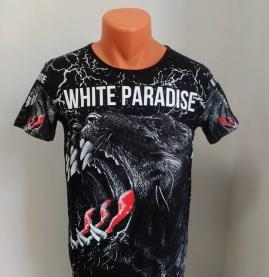 tricou white paradise negru